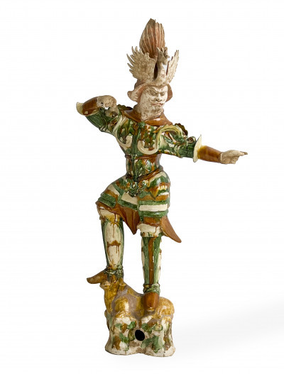 Image for Lot Large Chinese Sancai Glazed and Painted Pottery Figure of a Lokapala