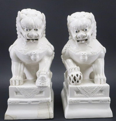 Image for Lot Pair Chinese Blanc de Chine Foo Lions
