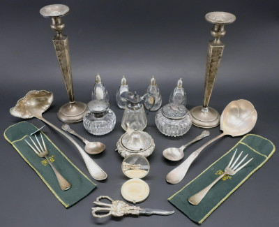 Image for Lot Small Group of Sterling & Silver Plate Items
