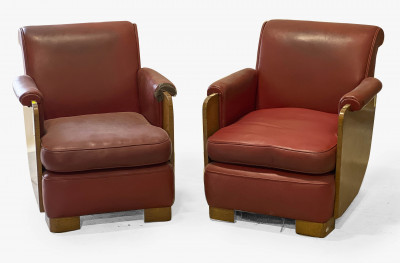 Image for Lot Pair of Art Deco Armchairs