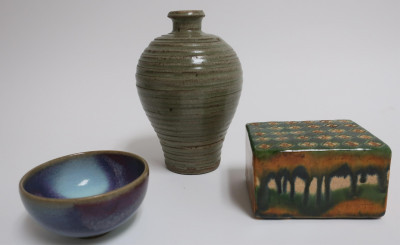 Image for Lot Jun Ware Bowl and Ming Pillow and Meiping Vase
