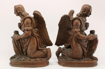Image for Lot Pair Large Terracotta Figures of Kneeling Angels