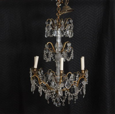 Title Louis XV Style Brass & Glass 6-Light Chandelier / Artist