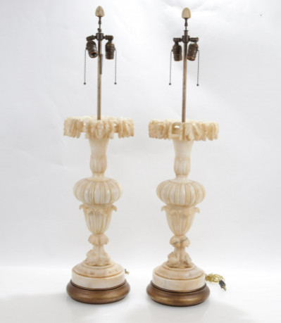 Image for Lot Pair of Large Marble Lamps