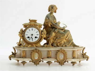 Image for Lot Gilt-Metal & Onyx Figural Clock, 19th C.