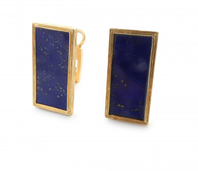 Image for Lot Pair of 18k and Lapis Earrings