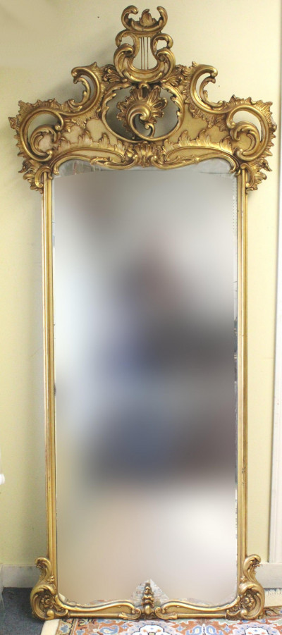 Image for Lot Swedish Rococo Revival Giltwood Mirror