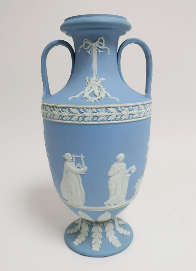 Image for Lot Wedgwood Light Blue Ground Jasper Dip Vase