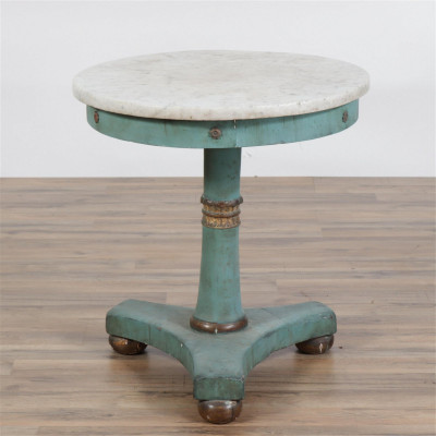 Image for Lot Empire Style Wood and Marble Pedestal Table