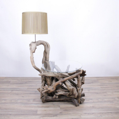 Image for Lot Mid Century Driftwood Lamp Table