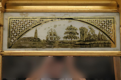 Image 3 of lot 19th C. Giltwood Eglomise Mirror