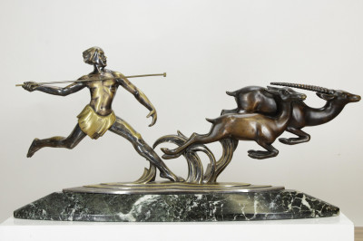 Image for Lot Alexandre Kelety The Hunter bronze on marble