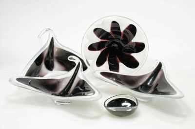Image for Lot Paul Kedelv for Flygsfors - Coquille Glass Vessels