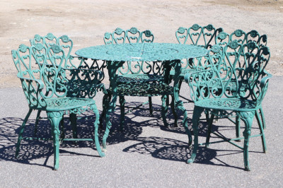 Title Vintage Cast Aluminum Outdoor Table Six Chairs / Artist