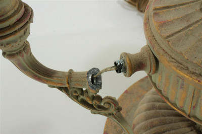 Image 5 of lot 2 Cast Brass & Metal Lamps, Candelabra
