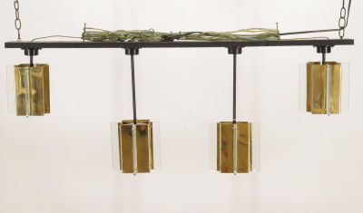 Title Modernist Brass  Glass 4Light Ceiling Fixture / Artist