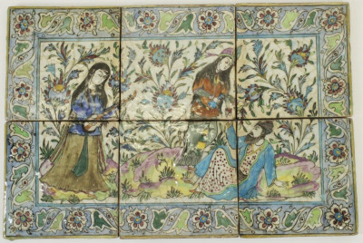 Image for Lot Six Persian Polychrome Ceramic Tiles