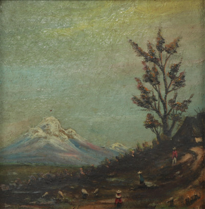 Mountain Landscape with Figures - O/B