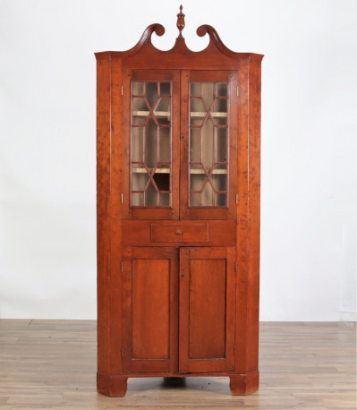 Image for Lot Chippendale Style Cherry Corner Cupboard