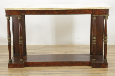 Image for Lot 19th C. Empire Wood and Marble Pier Table