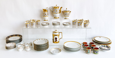 Image for Lot Large Assembled Group Of Gilt Accented Porcelain