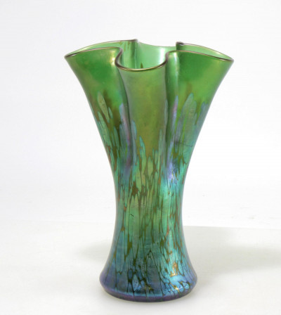 Image for Lot Loetz Green Iridescent Glass Vase