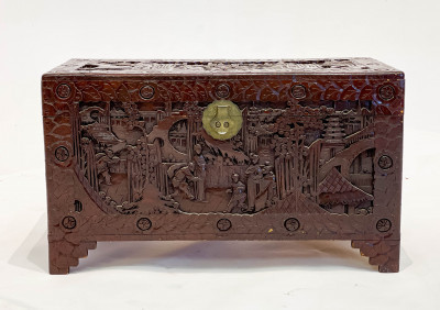 Image for Lot Chinese Carved Camphor Chest