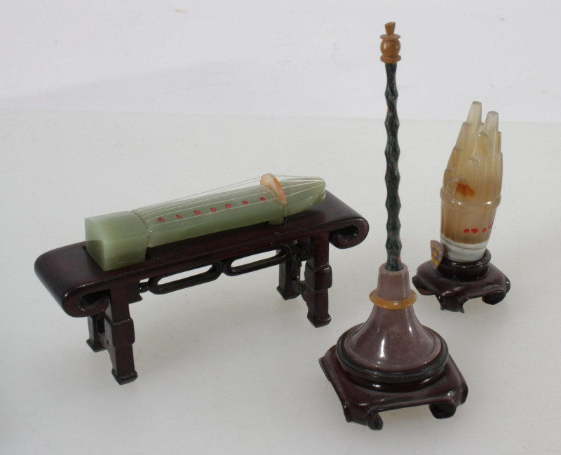 Image 4 of lot 10 Chinese Hardstone Miniature Instruments/Stands