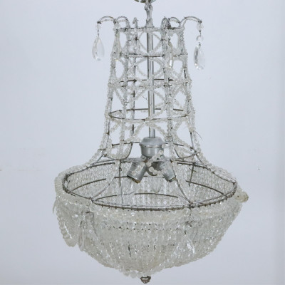 Image for Lot NeoClassical Style Beaded Basket Chandelier