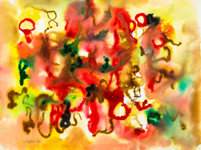 William Ronald - Untitled (Abstract in Red, Yellow, and Green)