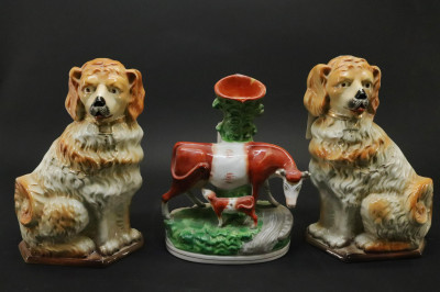 Image for Lot 3 Staffordshire Pottery Animals 19th/20th C