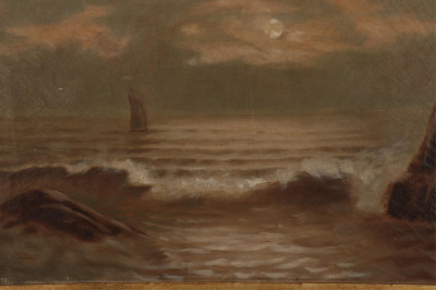 Image 1 of lot 19th C. Seascape, initialed M. L.