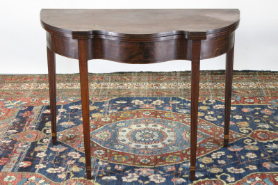 Image for Lot Federal Mahogany Serpentine Lift Top Table