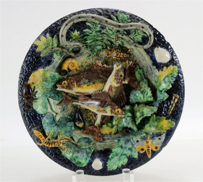 Image for Lot French Palissy Ware Majolica Platter, c.1865