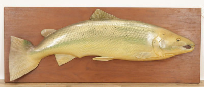 Title Scandinavian Carved  Paint Relief of a Trout / Artist