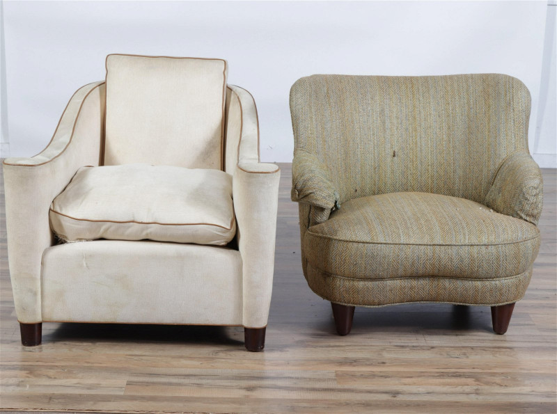 Image 2 of lot 2 Art Deco Beechwood & Mahogany Club Chairs
