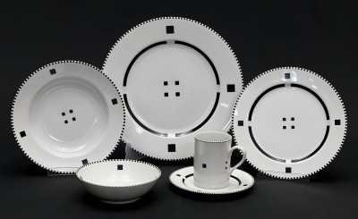 Image for Lot Gwathmey Siegel Kaufman for Swid Powell Porcelain Tuxedo Dinner Partial Service