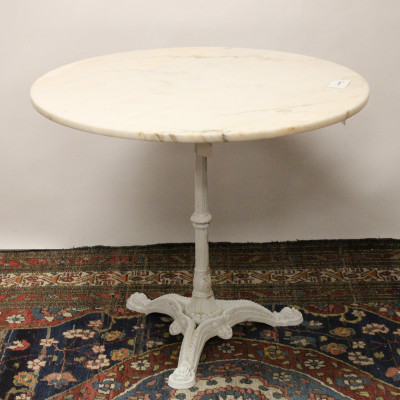 Image for Lot Victorian Style Cast Iron  Marble Caf Table