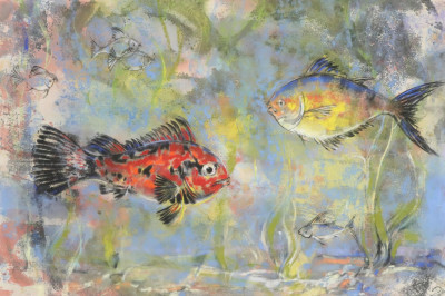 Image for Lot Pawel Kontny  Abstract Fish Watercolors (2)