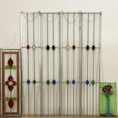 Image for Lot Victorian Style Leaded Glass Window Panels