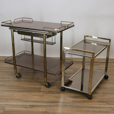 Image for Lot Mid Century Brass  Formica Cast  Brass Cart