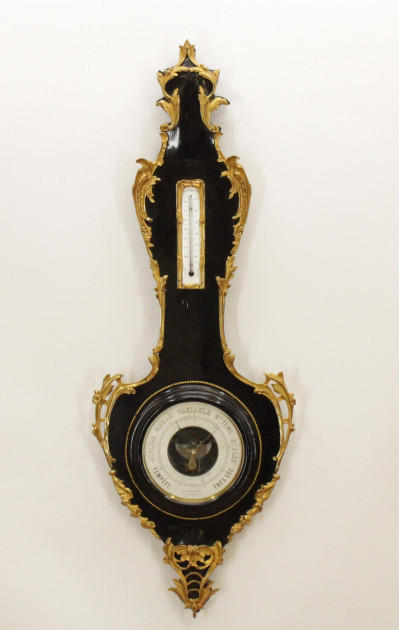 Image for Lot Louis XVI Style Lacquer Barometer/Thermometer