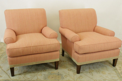 Image for Lot Pair of O'Henry Howe Ltd. Upholstered Armchairs