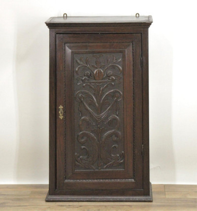 Image for Lot Diminutive 19th C. English Carved Oak Cabinet