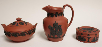 Image for Lot 3 Wedgwood Rosso Antico Containers
