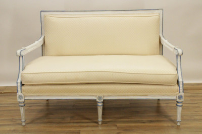 Image for Lot Louis XVI Style White Painted Settee
