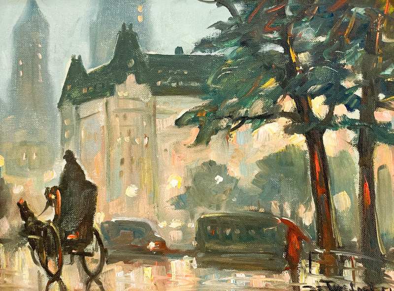 Bela de Tirefort - Horse and Cart by Central Park, In the Rain