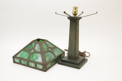 Arts  Crafts Slag Glass Lamp