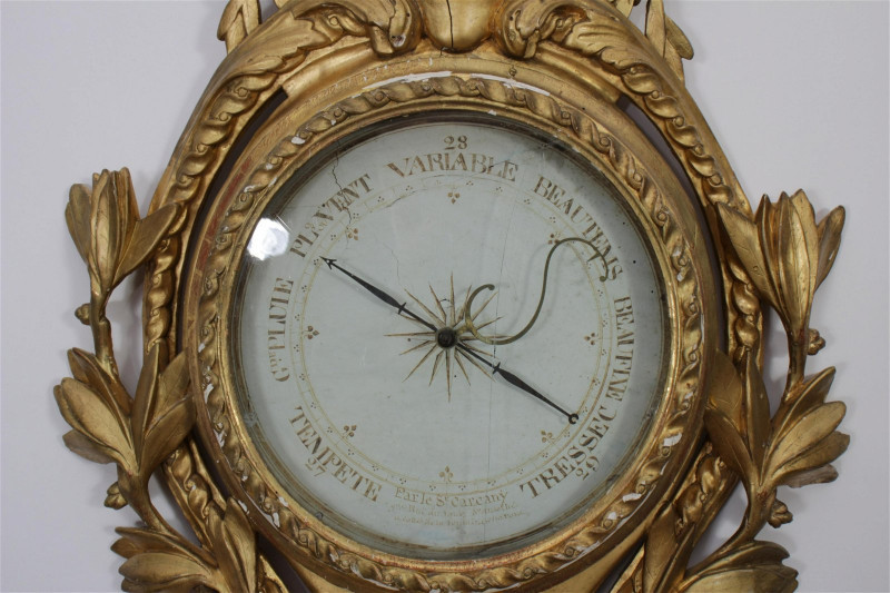 Image 3 of lot 19th C French Gilt Barometer, Parle Sr Carcany