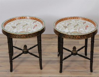 Image for Lot Pair of Regency Style Porcelain Tray Tables